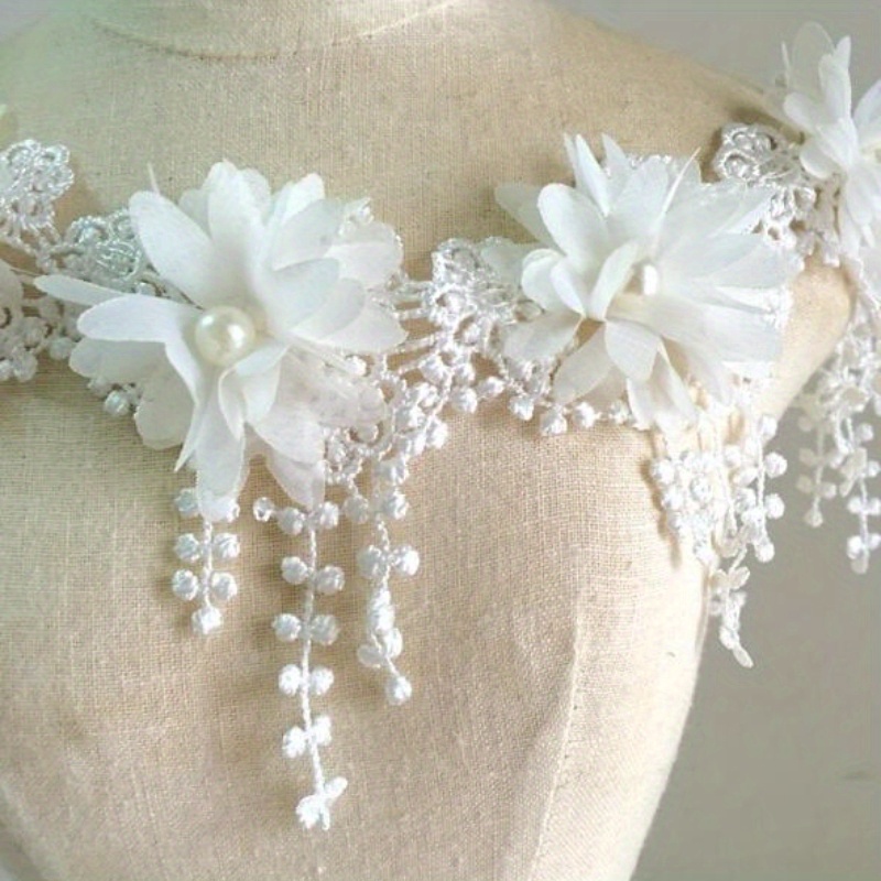 1yard/lot 5cm White Flower lace Embroidery Trim Ribbon DIY Wedding Sewing  Garment Handmade Accessories