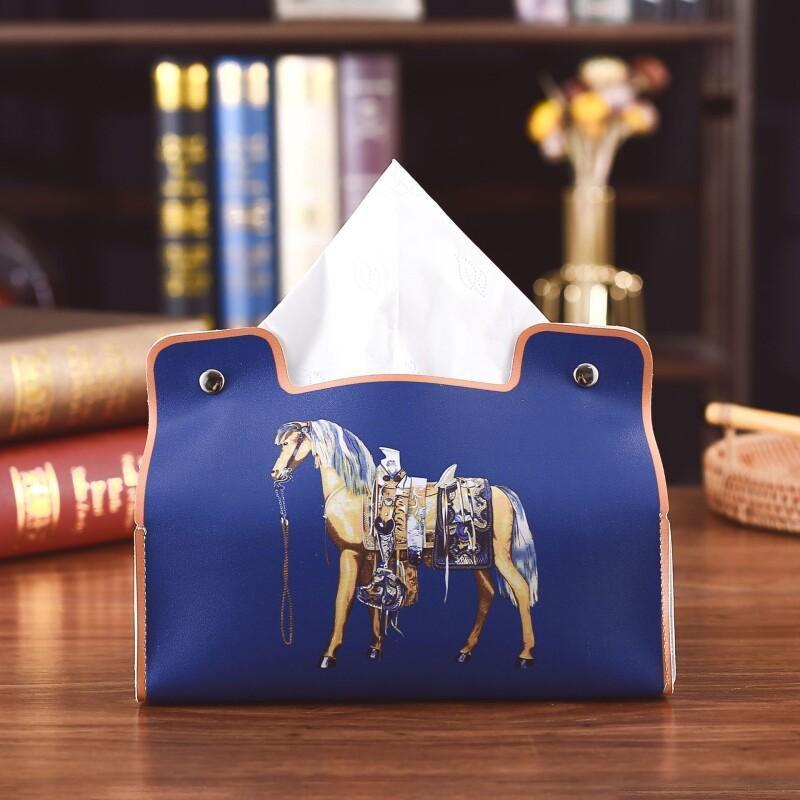 PU Leather Tissue Box Holder for Home Office, Car Automotive Decoration.  (Tan)