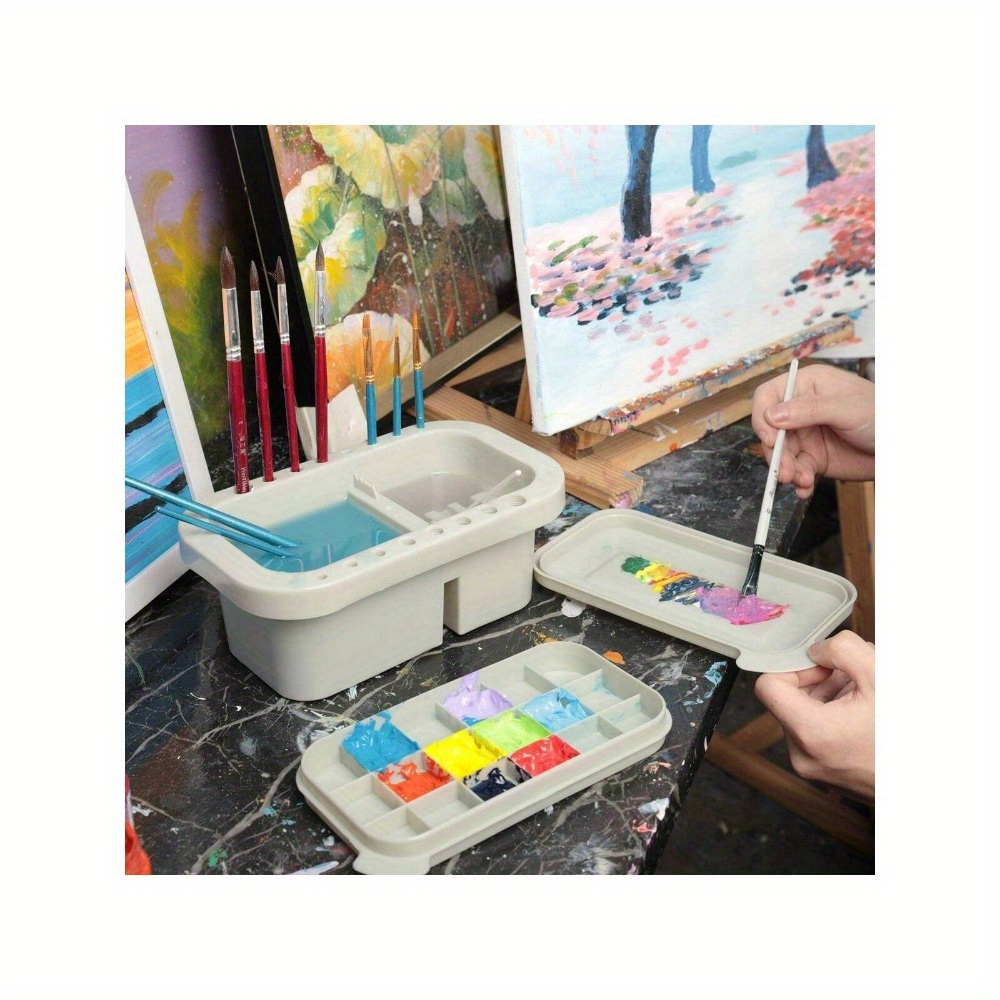 Art Painting Palette Paint Box And Pen Cleaning Bucket 1 Art - Temu