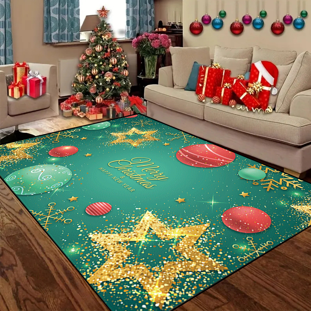 Christmas Beautiful Anti slip Floor Mat Xmas Party Door - Temu