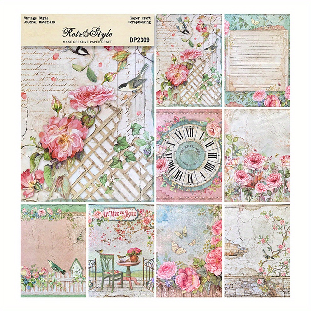 Aesthetic Scrapbook Paper A5 Rose Garden Dazzling Blue - Temu