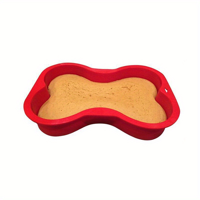 

1pc Non-stick Silicone Mold Dog Bone Shape Cake Pan For Puppy Dog Birthday Diy Baking Tool 8.46''x4.72'' (red)