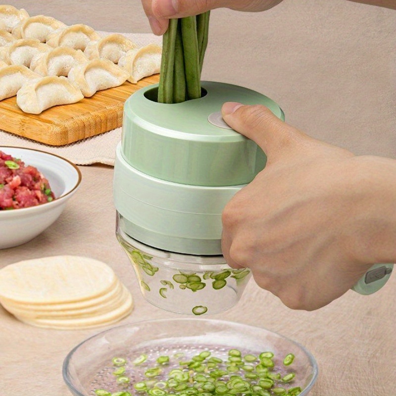 Portable 4 in 1 Electric Vegetable Slicer Set, Wireless Food Processor,  with Clean Brush for Garlic Chili Onion Celery Ginger Meat