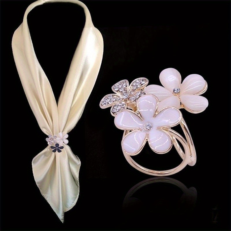 Korean simple three-ring silk scarf buckle brooch dual-purpose