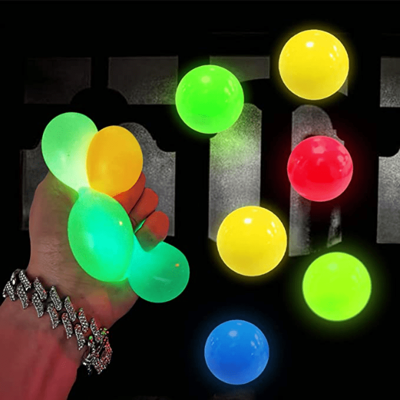6pc Boules de Plafond collantes – Balles Anti-Stress pour Adultes et  Enfants,Collante Lumineuse Qui Reste coincée sur Le Toit Balles