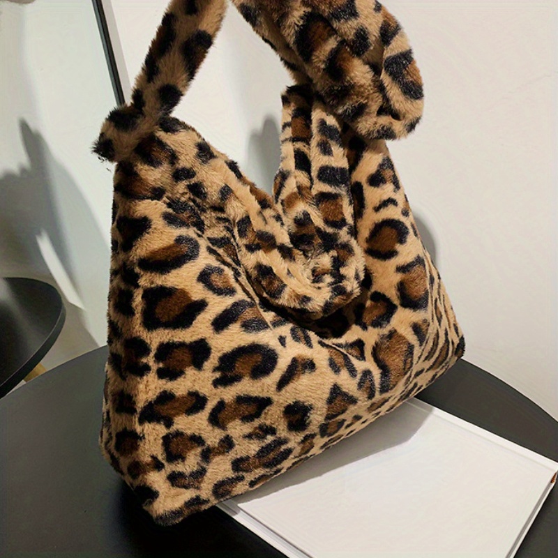 Cheetah print tote bag fluffy hot sale