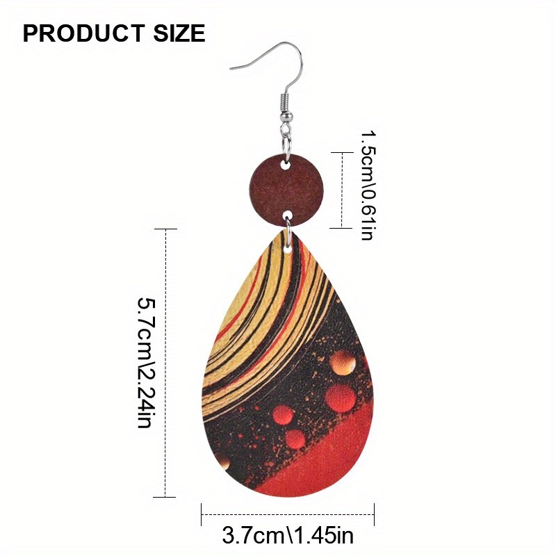 Planet Pattern Faux Leather Earrings Party Jewelry