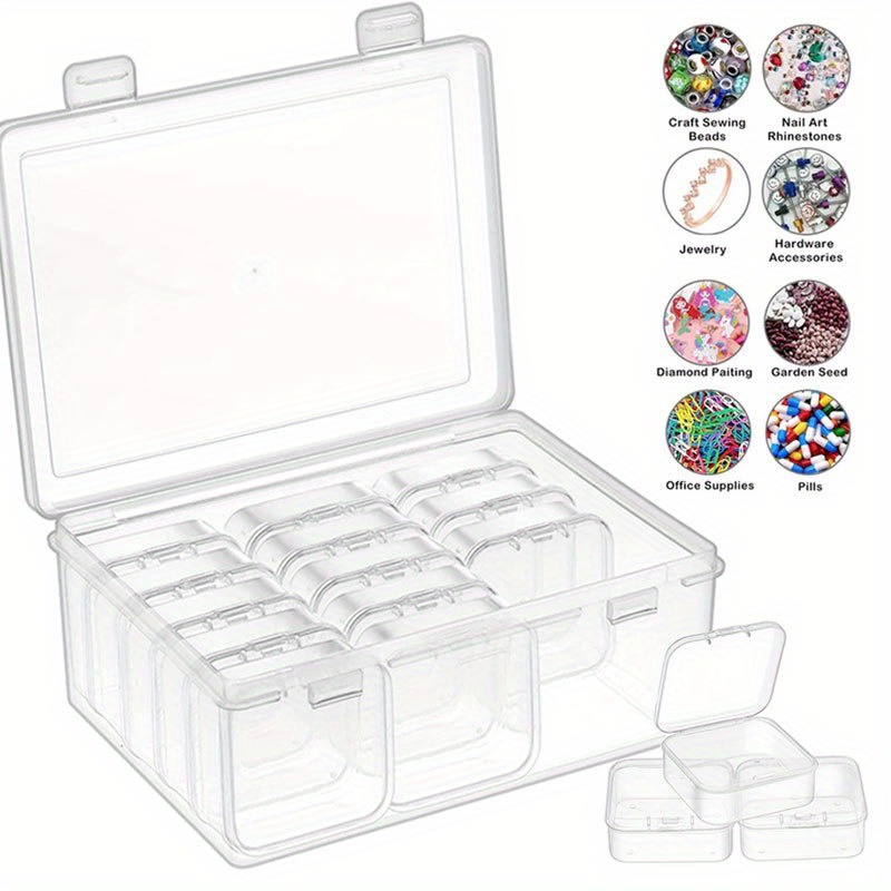 12pcs set small bead organizer plastic bead storage containers stackable mini clear craft storage organizer box for beads jewelry and small items