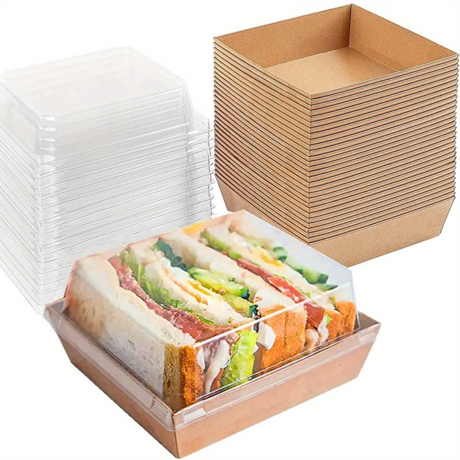 50 Pieces Food Box to Go Boxes with Clear Lid Food Container