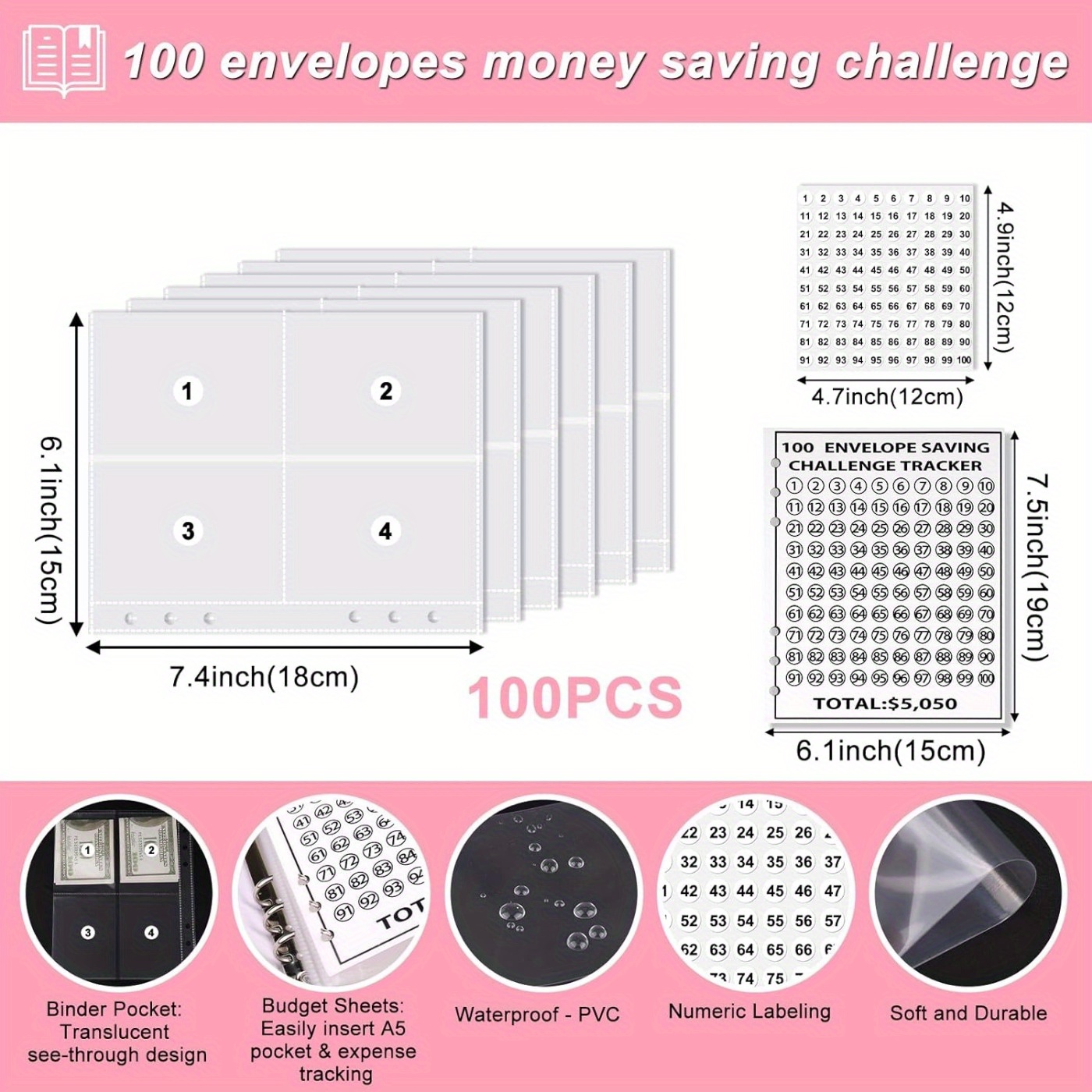 Envelopes Storage Box Money Saving Challenge With 100 Envelopes Reusable  Money Saving Envelopes For Receipts Coins Bills