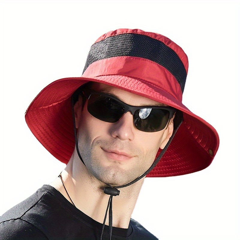 Upf 50+ Men's Sun Hat Wide Brim Windproof Fishing Outdoor - Temu