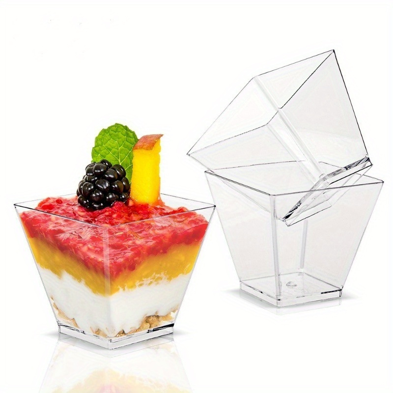 20 Pezzi Di Tazze Per Dessert Quadrate In Plastica Trasparente Con  Coperchi, Tazze In Plastica Per Mousse, Budino, Avena E Frutta, Portatorte  Per