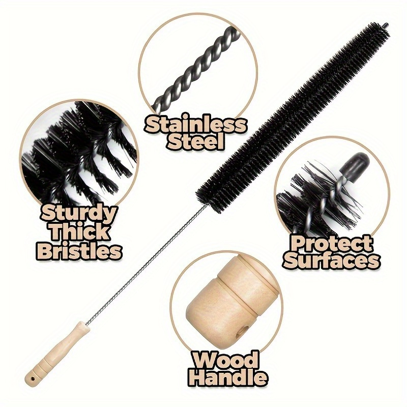 Wood Handle Long Cleaning Brush Water Pipe Drainage Dredge Tool Flexible  Cleaner Brush Radiator Duster Long