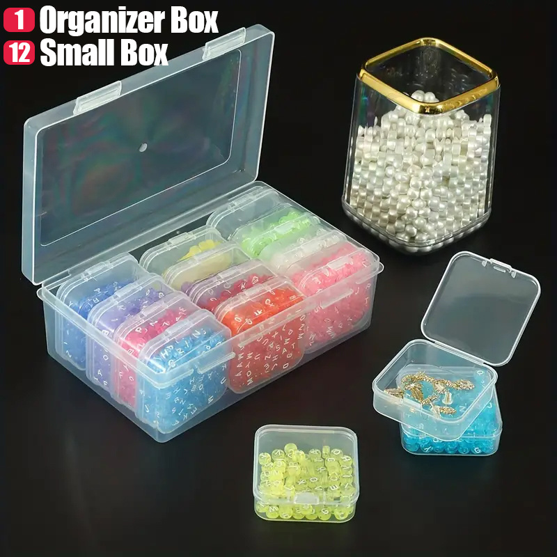 12pcs/set Clear Plastic Storage Boxes, Mini Flip Storage Cases With Hinged  Lid, Transparent Organizer Boxes For Jewelry Beads Nail Art Hair Accessorie