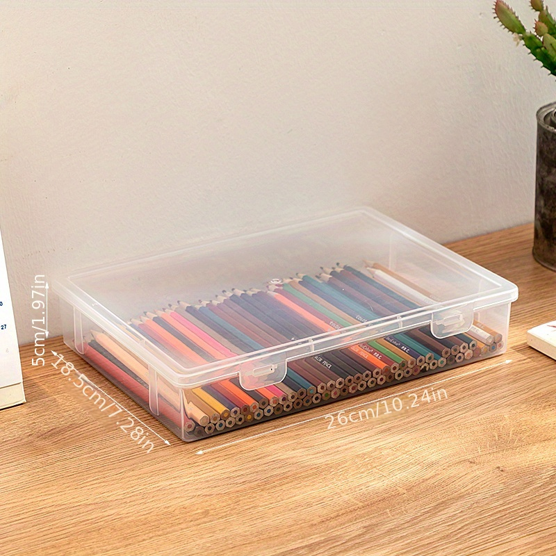 Caja de lápices, estuche transparente de gran capacidad, 1 estuche rígido  para lápices, caja de lápices transparente con tapa hermética, diseño
