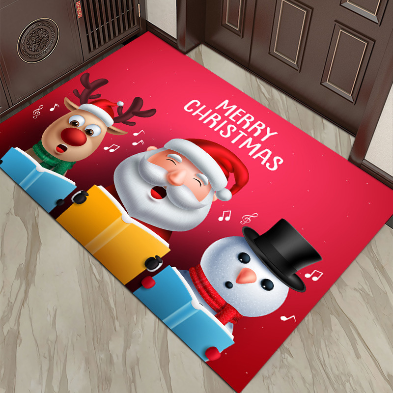  Winter Christmas Kitchen Floor Mats, Cartoon Snowman