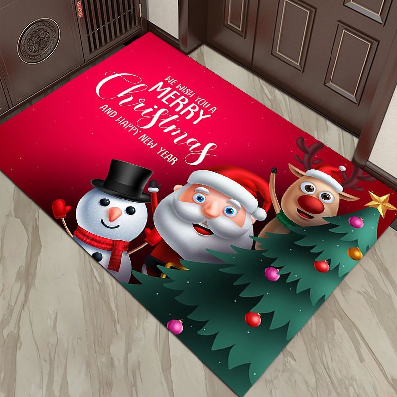  Winter Christmas Kitchen Floor Mats, Cartoon Snowman