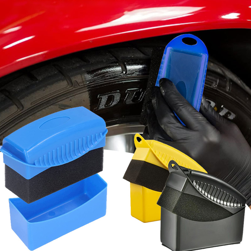 6pcs Tire Contour Dressing Applicator Pads Gloss Shine Color Polishing  Sponge Wax