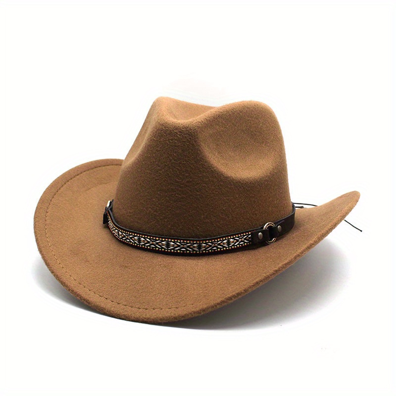 Retro Suede Western Cowboy Hat Grassland Wild Cowgirl Country Hat Fashion  Curved Brim Jazz Women Hats
