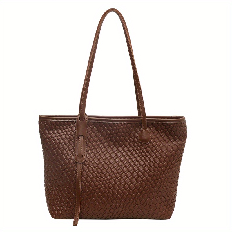 Woven Pattern Tote Bag For Women, Large Capacity Shoulder Bag