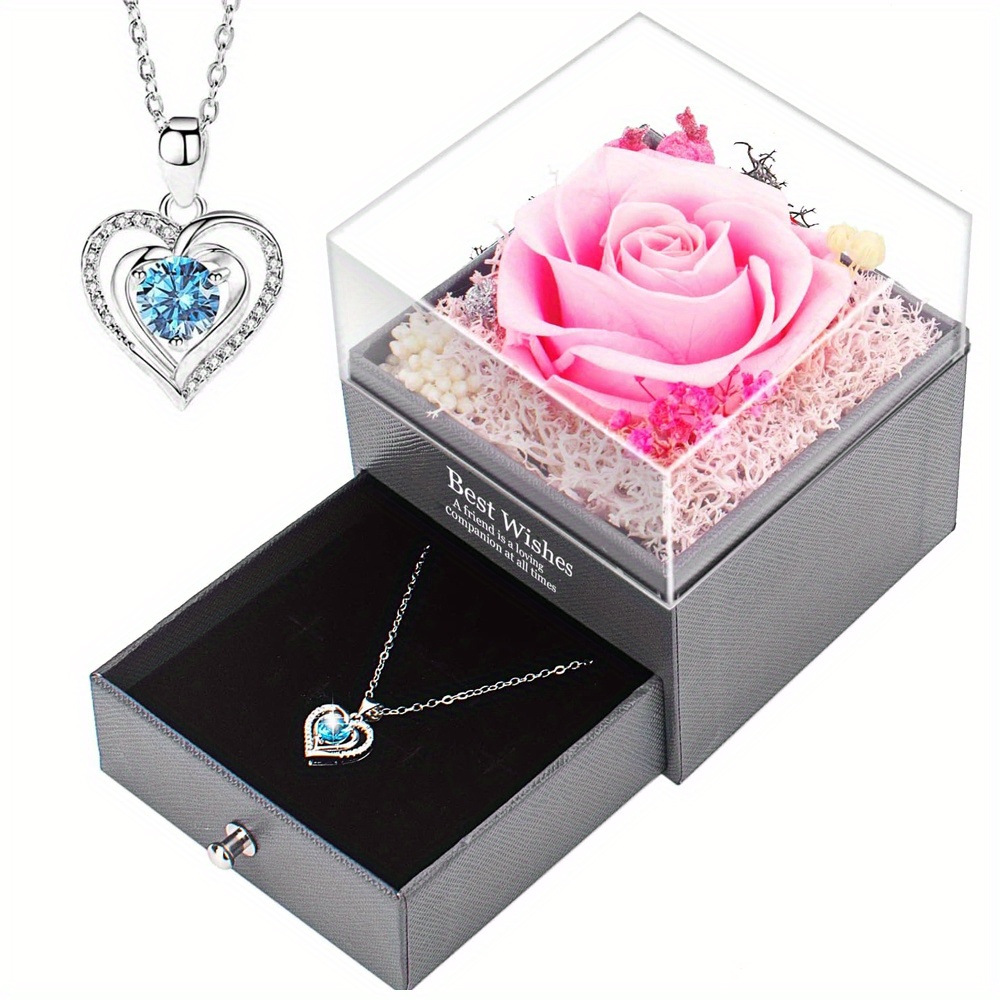 Preserved Rose Necklace Rose Flower Romantic Gifts Wife - Temu