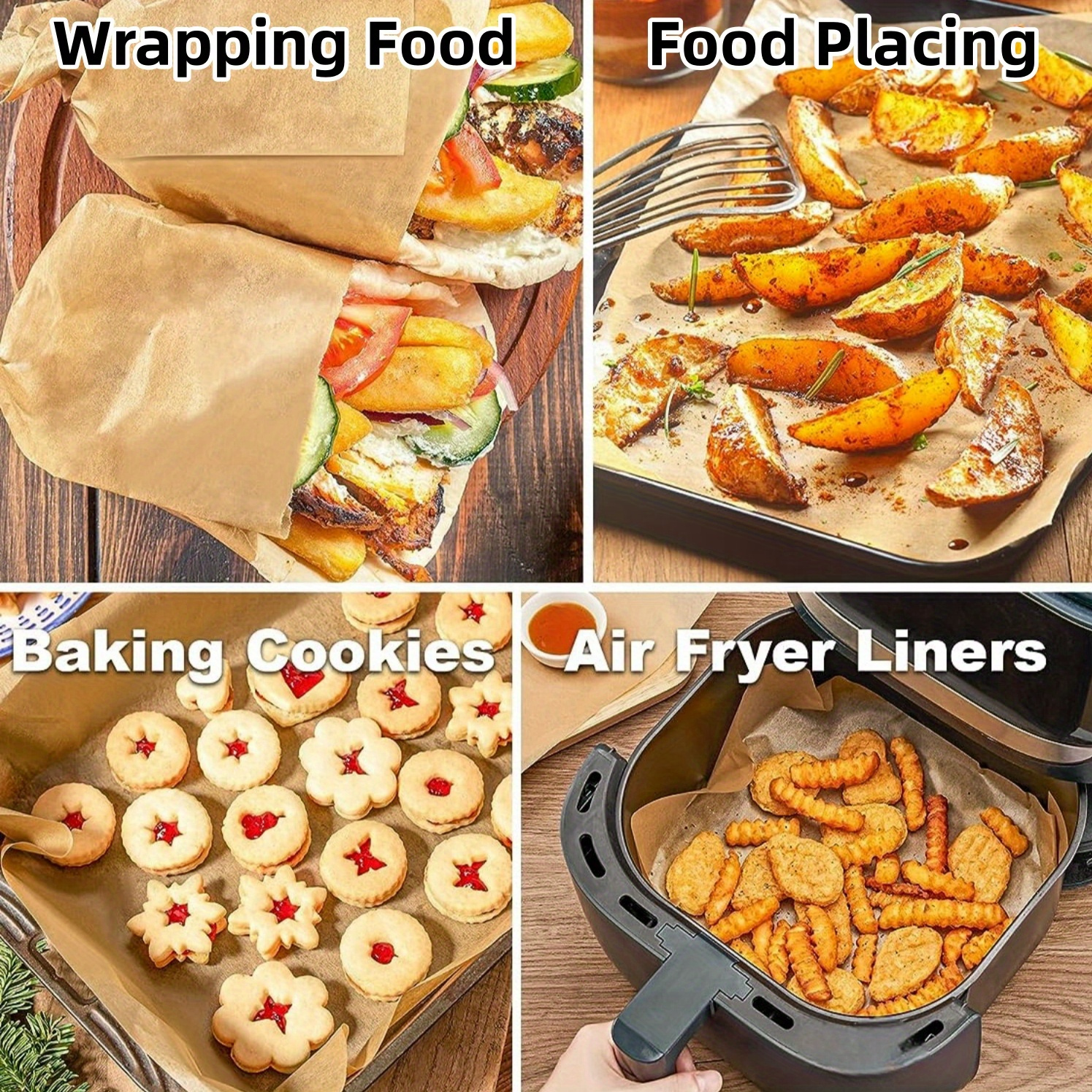 Parchment Paper, Unbleached Parchment Baking Sheets, Precut Parchment Paper,  Non-stick Parchment Paper For Baking Grilling Air Fryer Steaming Bread Cake  Cookie - Temu