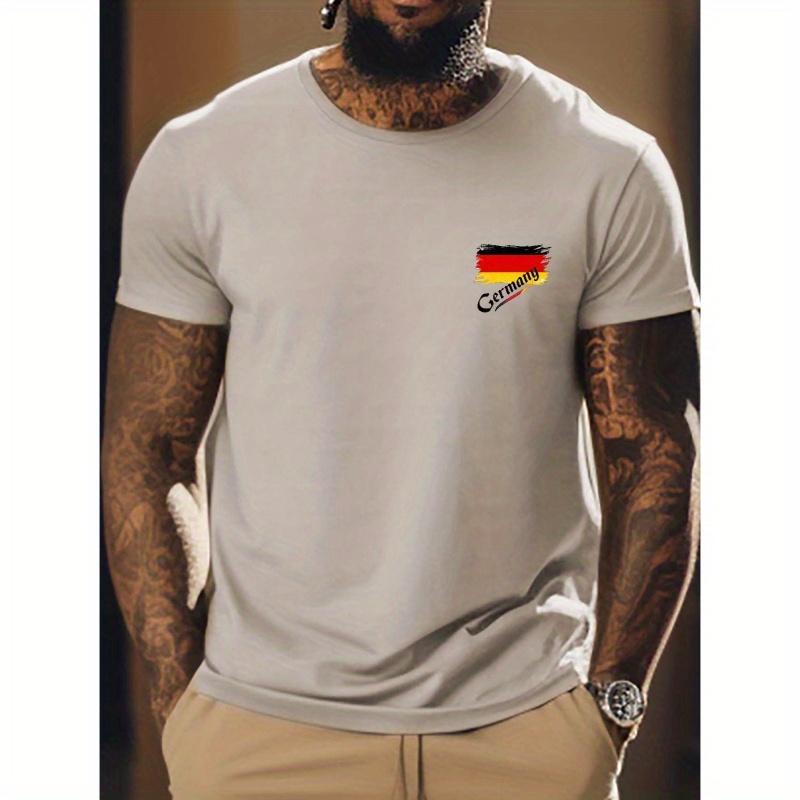 

German Flag Print Men's T-shirt For Summer Outdoor, Street Style Male Clothing