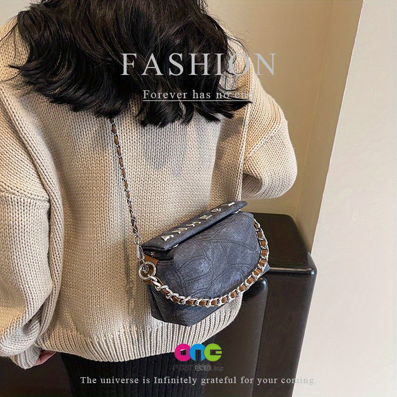 Small Square Bags for Women 2023 New Leather Fashion Shoulder Bag Woman  Rivet Letter High Quality Box Crossbody Bag Free Shiping