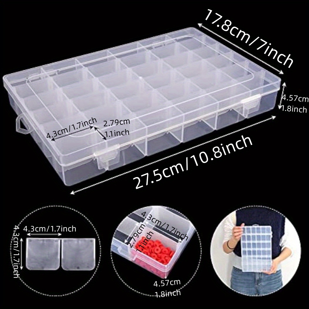  2 Pack 24 Grids Plastic Organizer Box Container Craft Storage  Box Compartment Box with Adjustable Dividers for Beads Jewelry Fishing  Tackles Art DIY, Clear : Arts, Crafts & Sewing