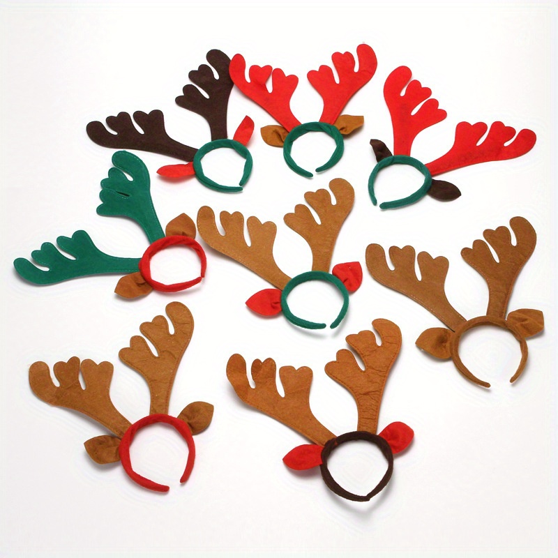 Cerceau de tête de cache-oreilles de Noël pour hommes pour femmes,  décoration de dessin animé mignon pour l'hiver (petit élan)