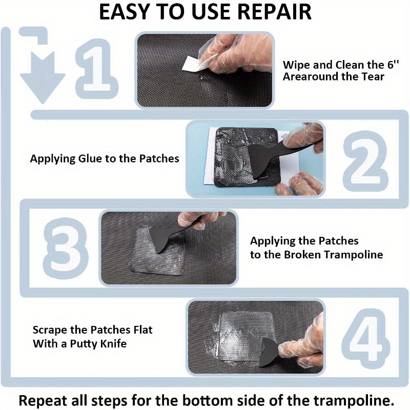 Trampoline Patch Repair Kit Square Patch Repair Tears Or - Temu