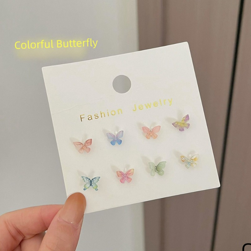 Creative Butterfly Star Flower Earrings Elegant Ornaments Cute Ear Jewelry  For Women Birthday Gift - Temu