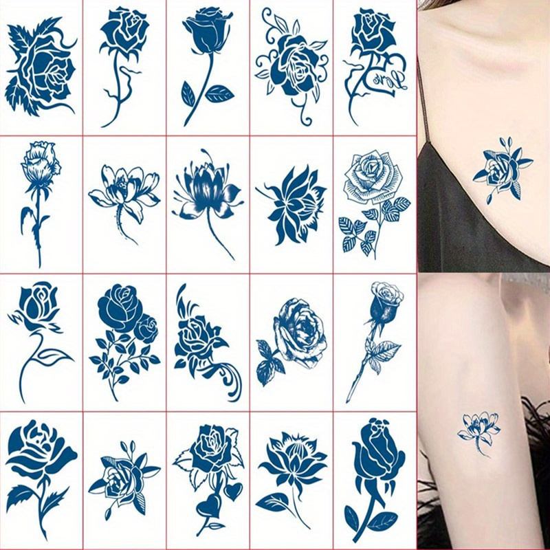 20pcs Semi Permanent Herbal Juice Elegant Tattoo Stickers Cool Lovely Durable Face Temporary Tattoo Sticker