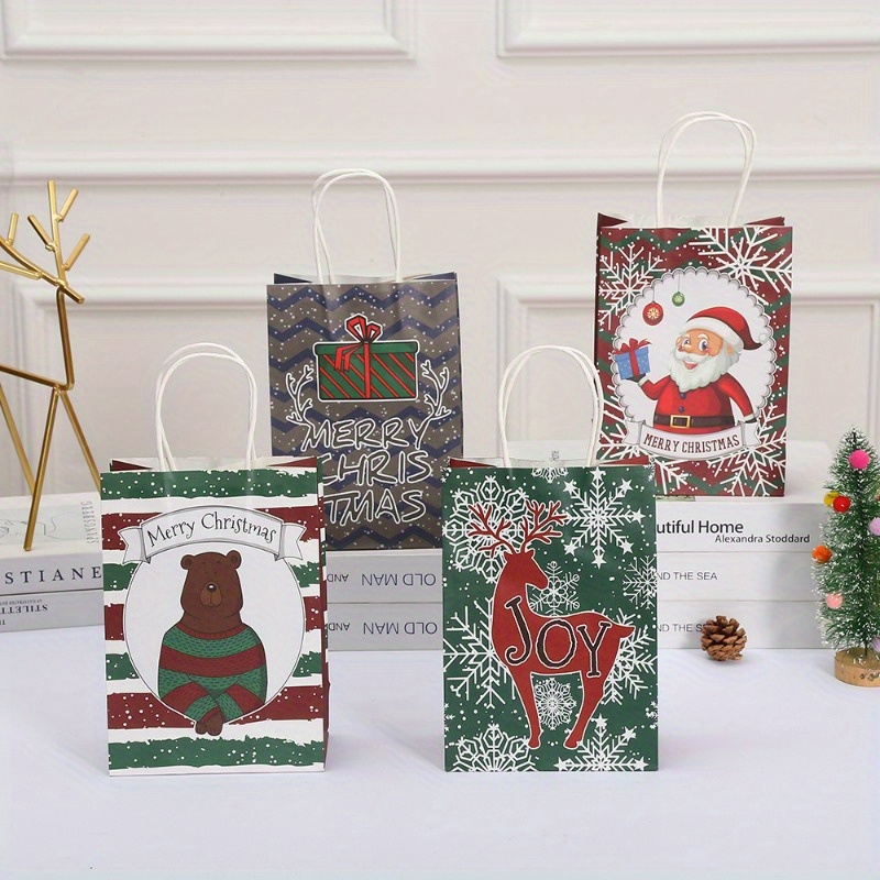 8 Bolsas Regalo Papel Kraft Serie Navideña Fiestas - Temu Chile