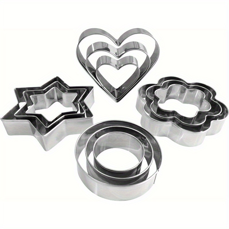 Geometric Cookie Cutters, Stainless Steel Pastry Cutter Set, Round Star  Heart Flower Shaped Biscuit Molds, Baking Tools, Kitchen Accessories - Temu