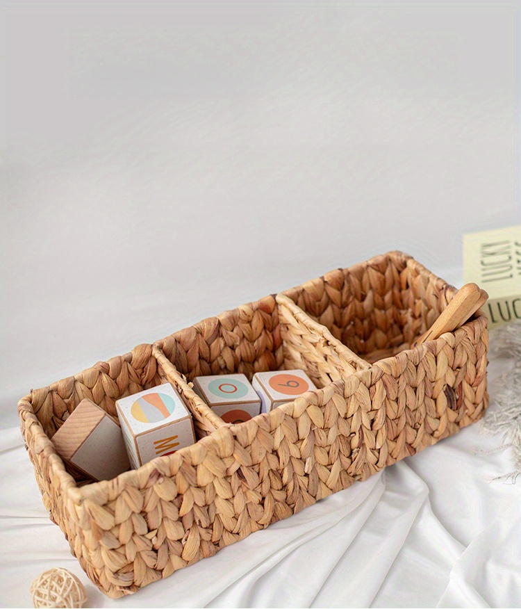 3-Section Wicker Baskets for Shelves, Hand-Woven Paper Rope Wicker Storage  Basket, Toilet Paper Basket for Toilet Tank Top, Baskets for Organizing  Bathroom, 2-Pack