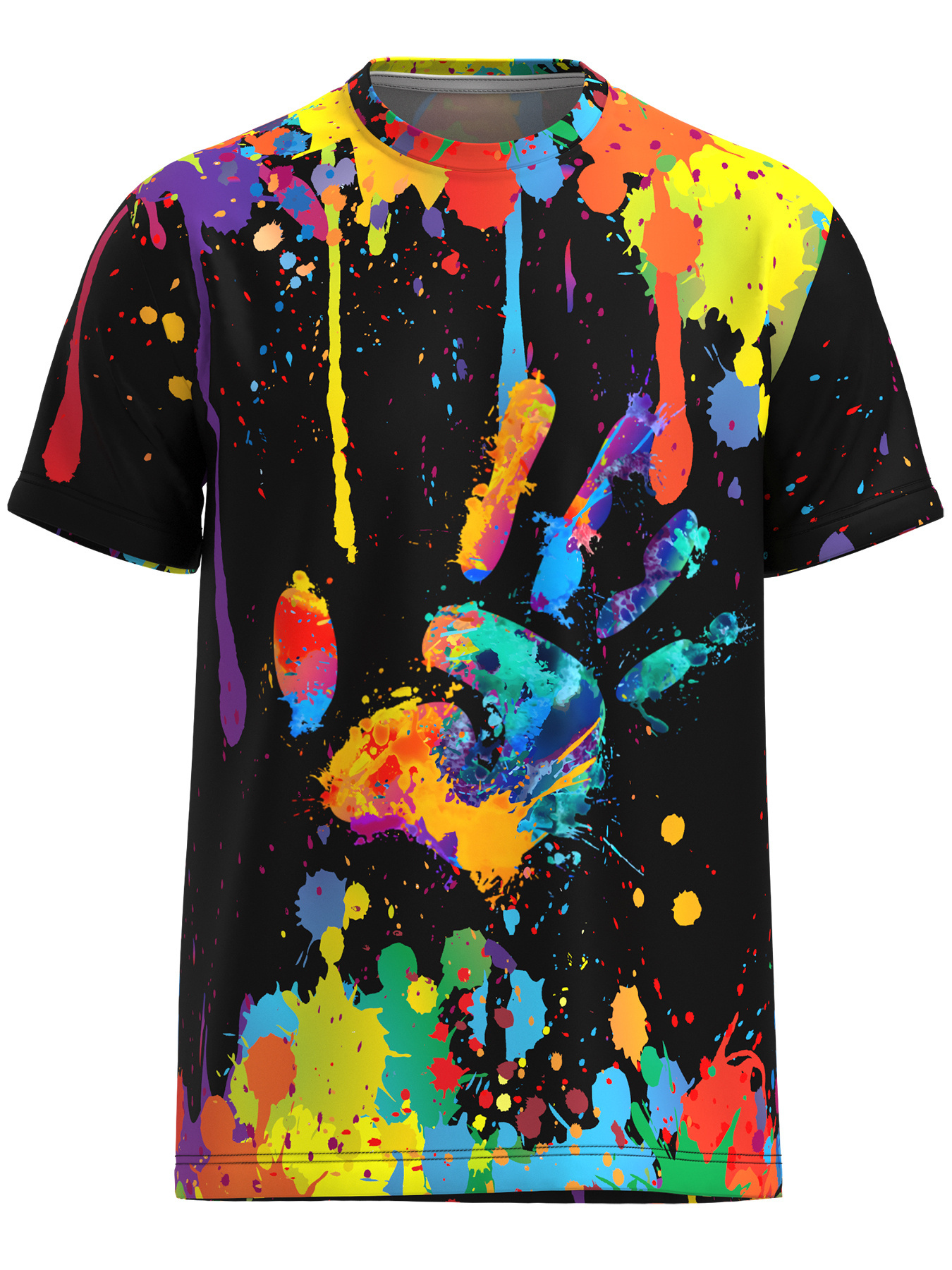 Colorful Pattern Print Men's Short Sleeve Comfy T-shirt, Graphic