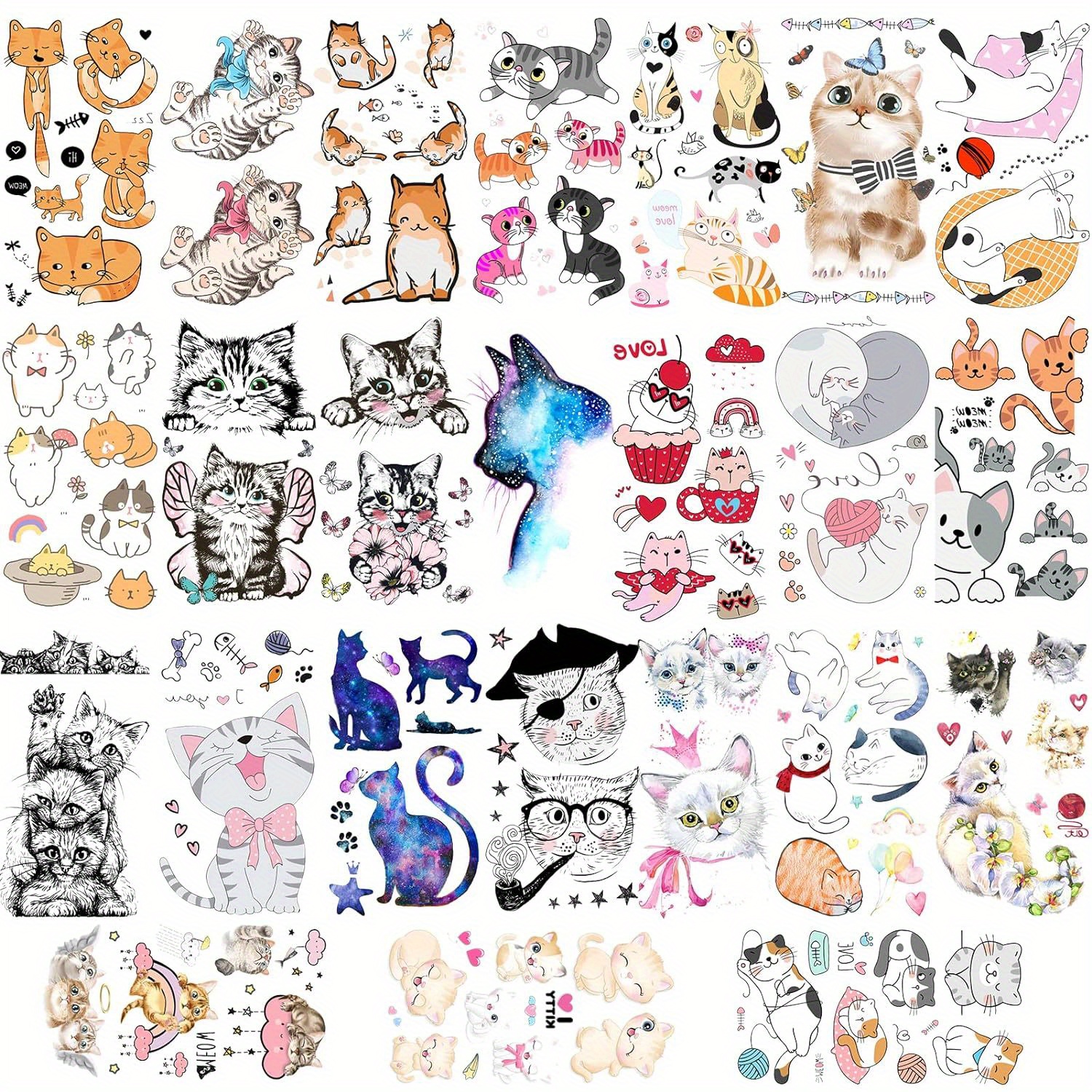  Hohamn Lindos tatuajes temporales de perros y gatos para niños,  12 hojas de tatuajes de dibujos animados de perros y gatos para niños y  niñas, suministros de fiesta de cumpleaños, recompensas