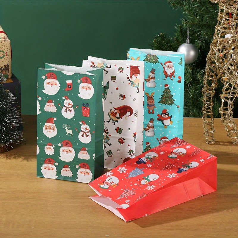 12 Piezas Bolsas Regalo Papel Kraft Navideñas Bolsas Regalo - Temu Chile