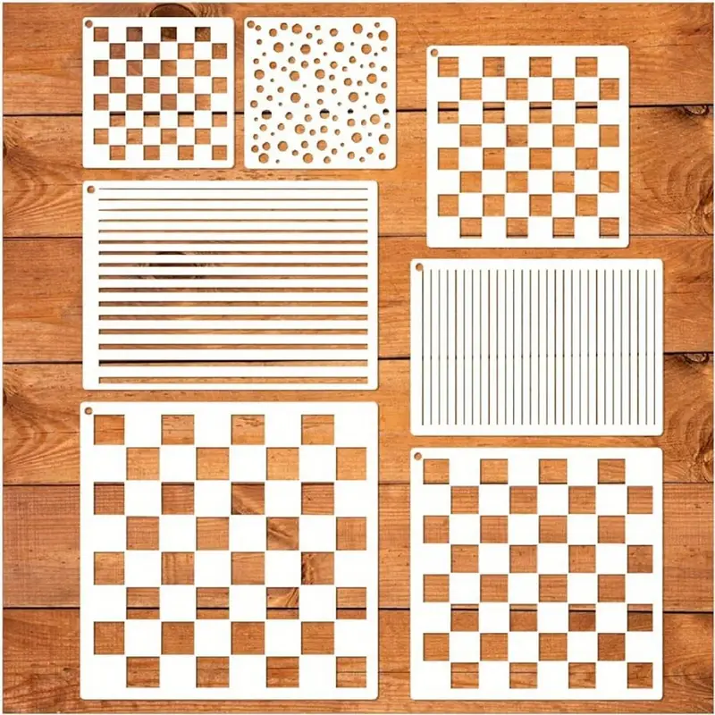 Checkerboard Stencils Painting Wood Reusable Canvas Checks - Temu