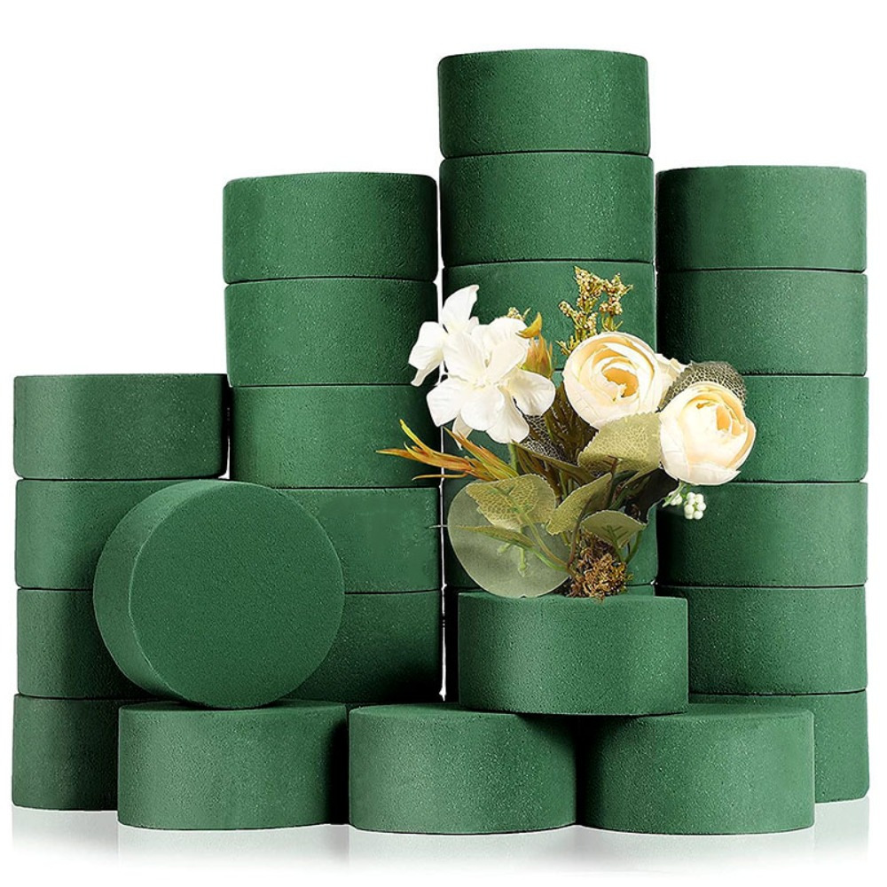 15PCS Floral Foam, Round Dry Floral Foam Blocks, Flower Mud Green Styrofoam  Blocks for Artificial Flowers