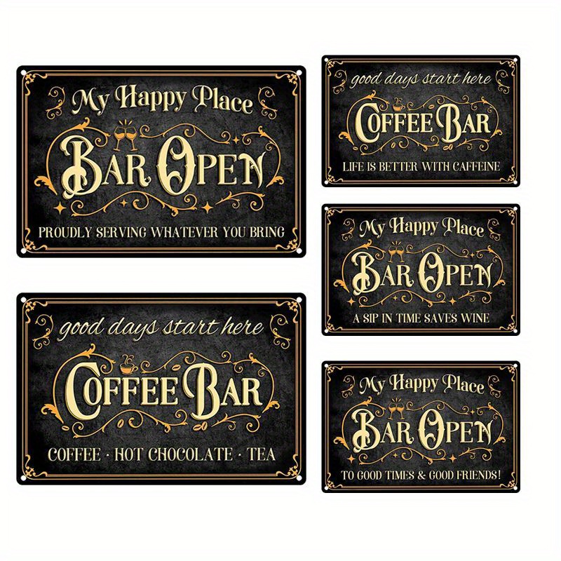 Vintage Coffee Bar Tin Sign Kitchen Coffee Bar Wall Decor - Temu