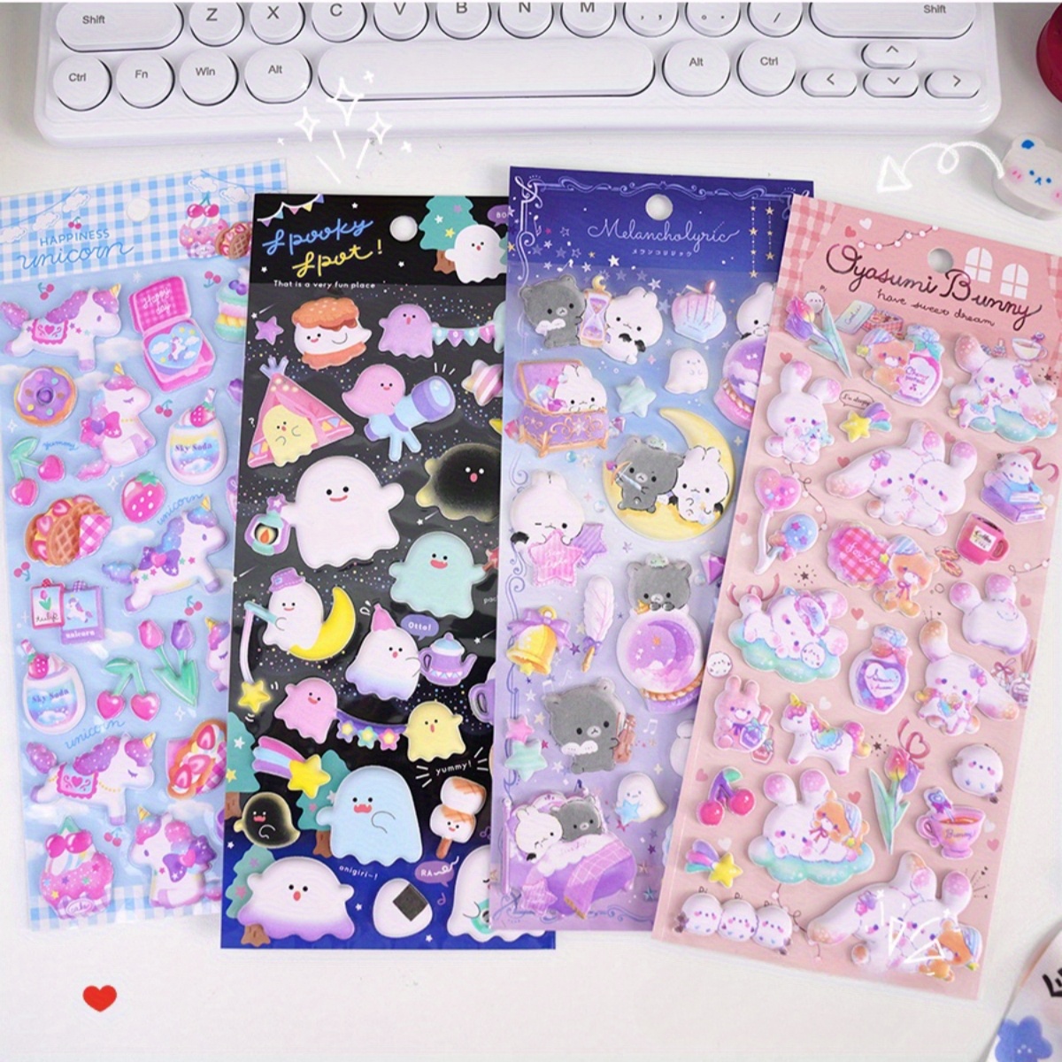 3D Puffy Unicorn Stickers Sheet Japan Stationary Cute