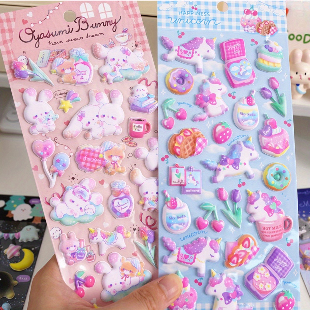 3D Puffy Unicorn Stickers Sheet Japan Stationary Cute