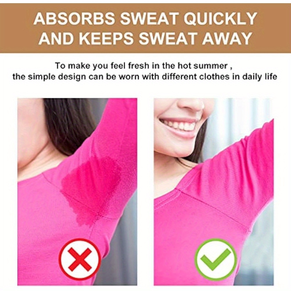 Invisible T-Shirt Push Up Bra Underarm Sweat Pads Vest Breathable Washable  Armpit Sweat Reusable Tops for Women,Beige-Medium