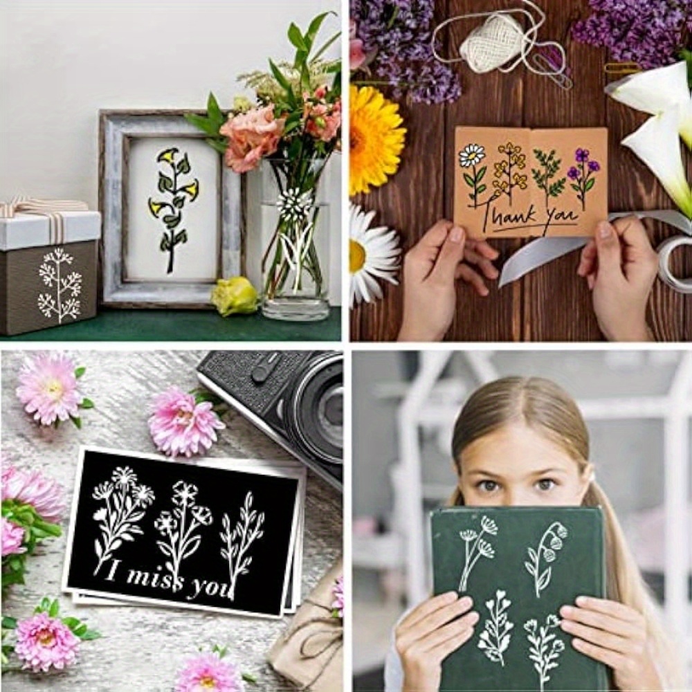 Botanical Flower Stencils For Crafts Small Wildflower Floral - Temu