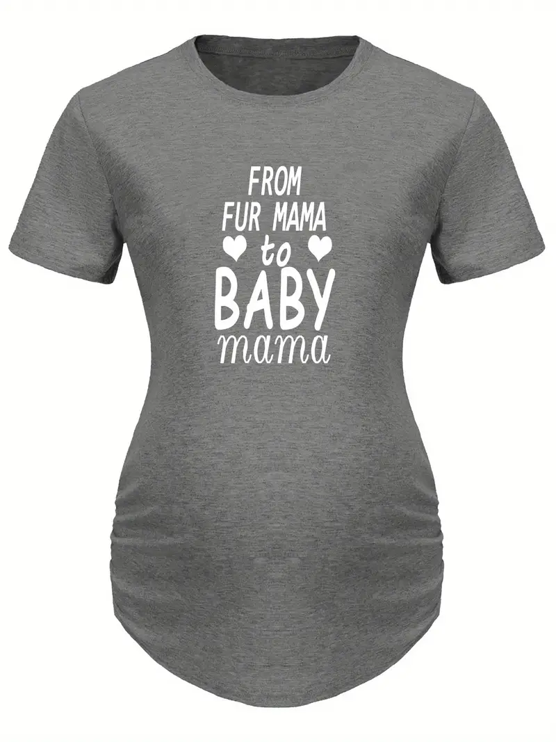 Women's Maternity Fur Mama Baby Mama Print Tee Pregnant - Temu