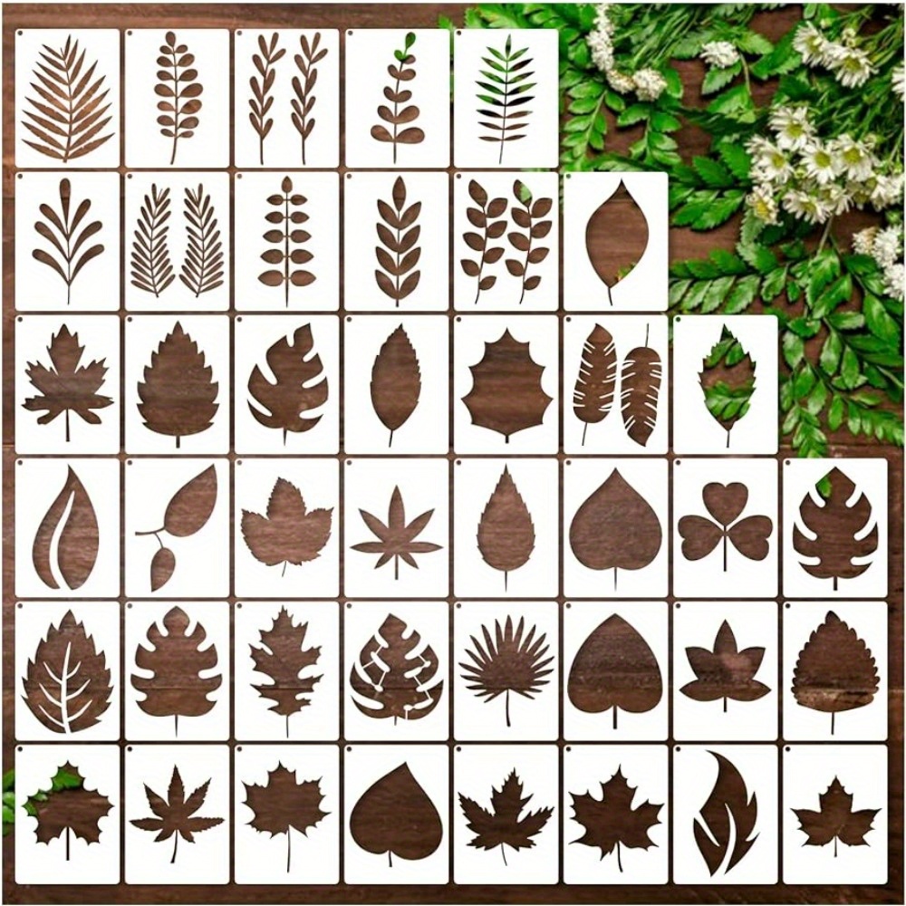 Leaf Stencils For Crafts Small Leaves And And Branches Paint - Temu