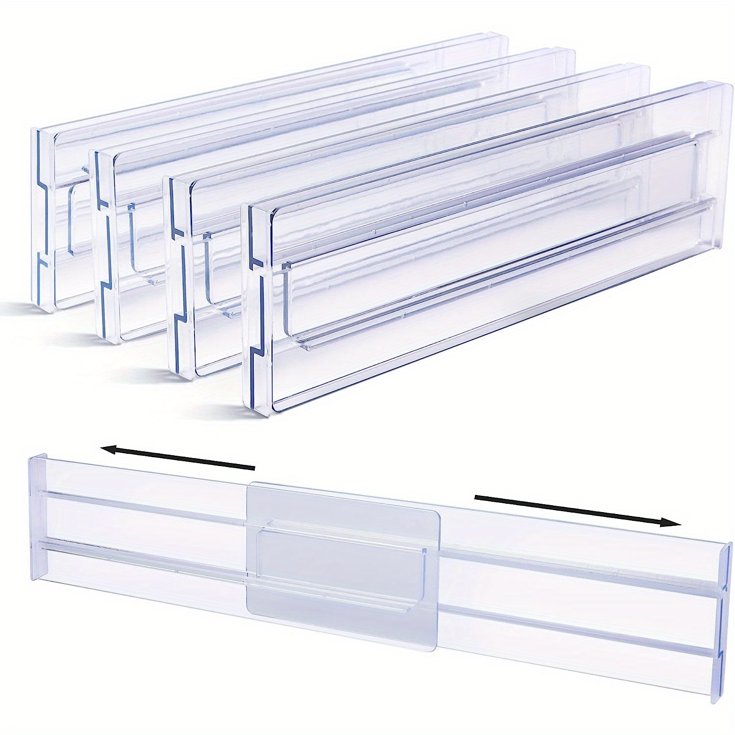 Adjustable Spice Rack, Expandable Plastic Tray Drawer Organizer 12