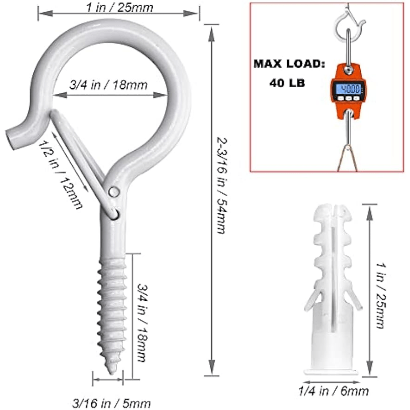 20pcs eye bolt screw Hook Screw Screw with Hanging Plants Ceiling